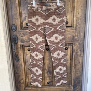 LAUREN RALPH LAUREN Jeans Straight Tan Brown Aztec Western Print Denim sz 6